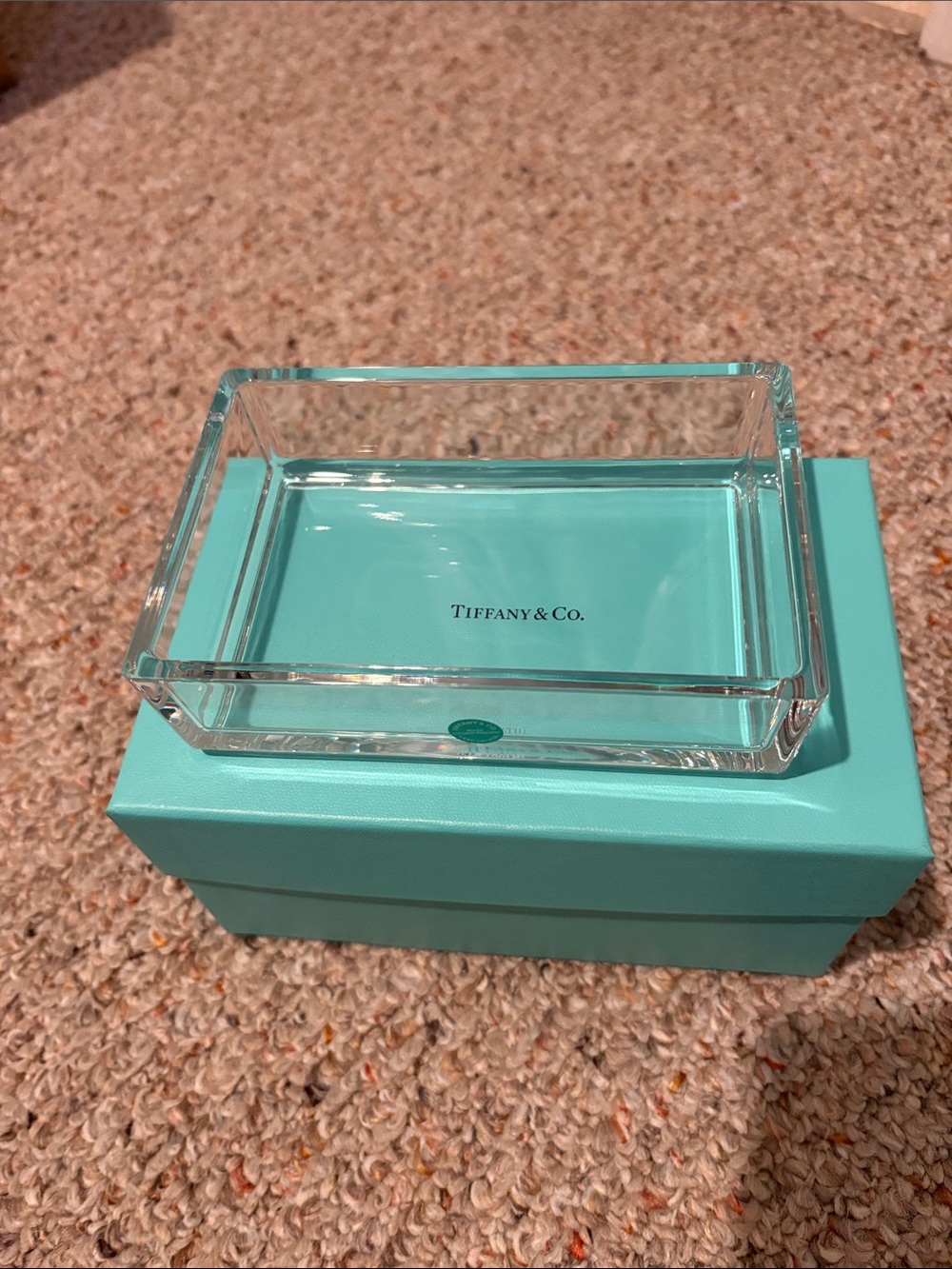 Brand New Tiffany & Co Crystal Rectangle Trinket/Jewelry Dish